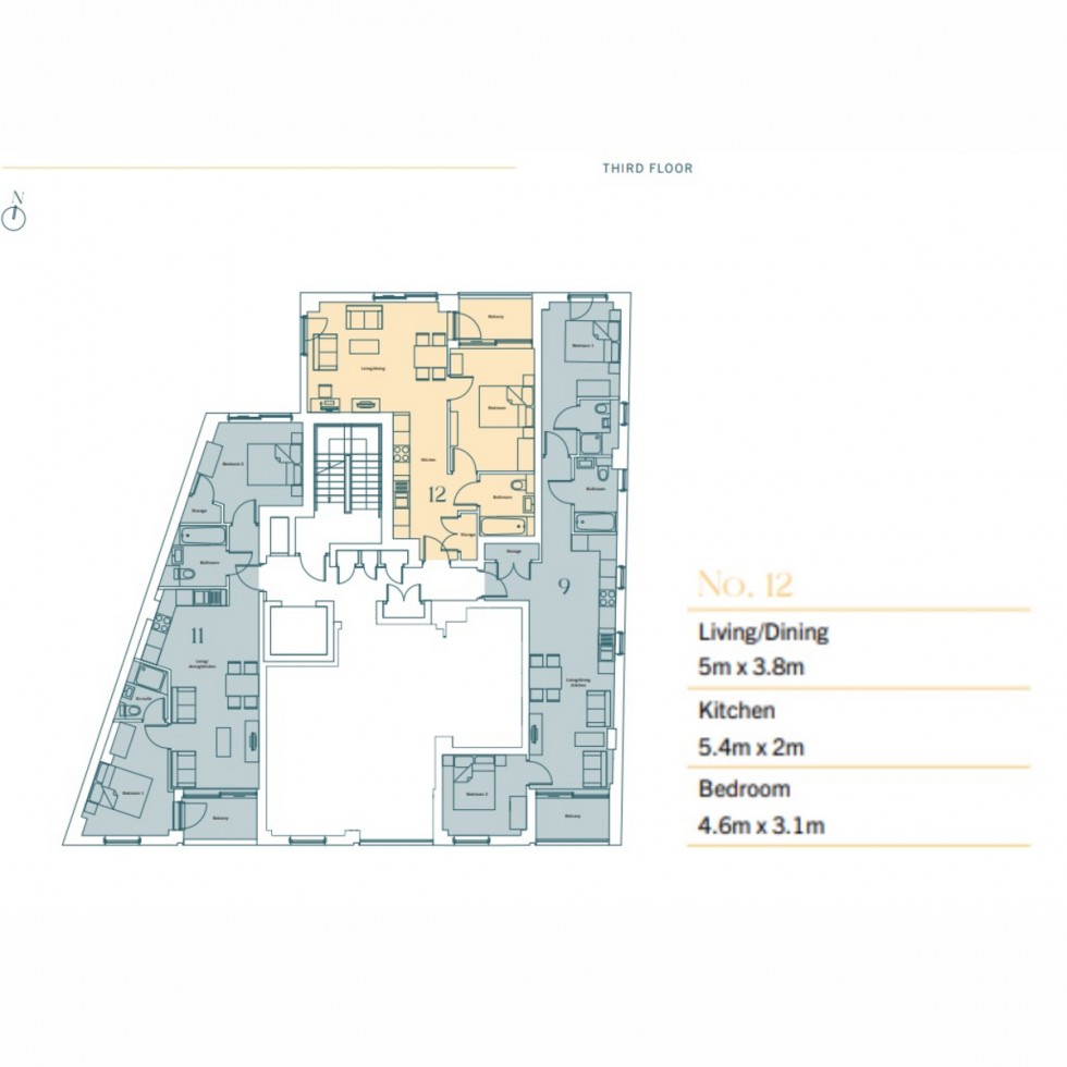 Floorplan for Apt 12 Twenty Two, Nine Elms, SW8