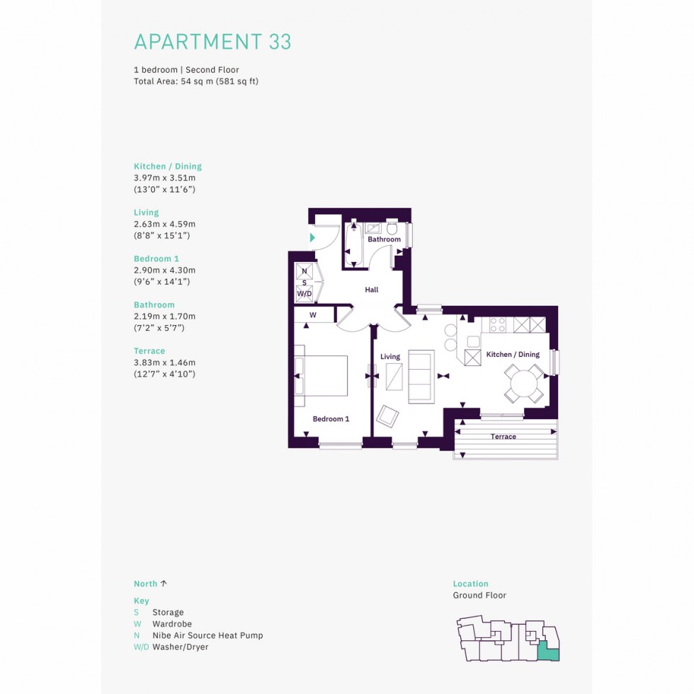 Floorplan for Apt 33 The Zero, Raynes Park, SW20