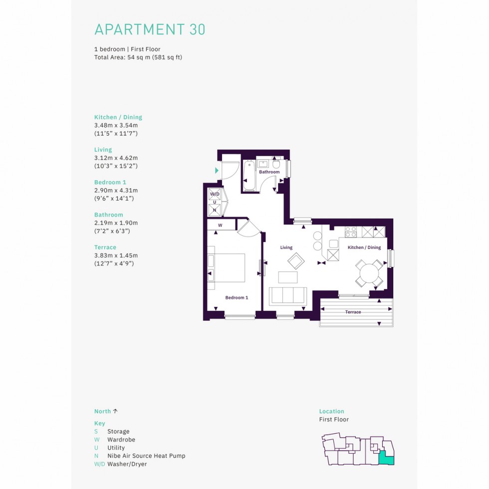 Floorplan for Apt 30 The Zero, Raynes Park, SW20