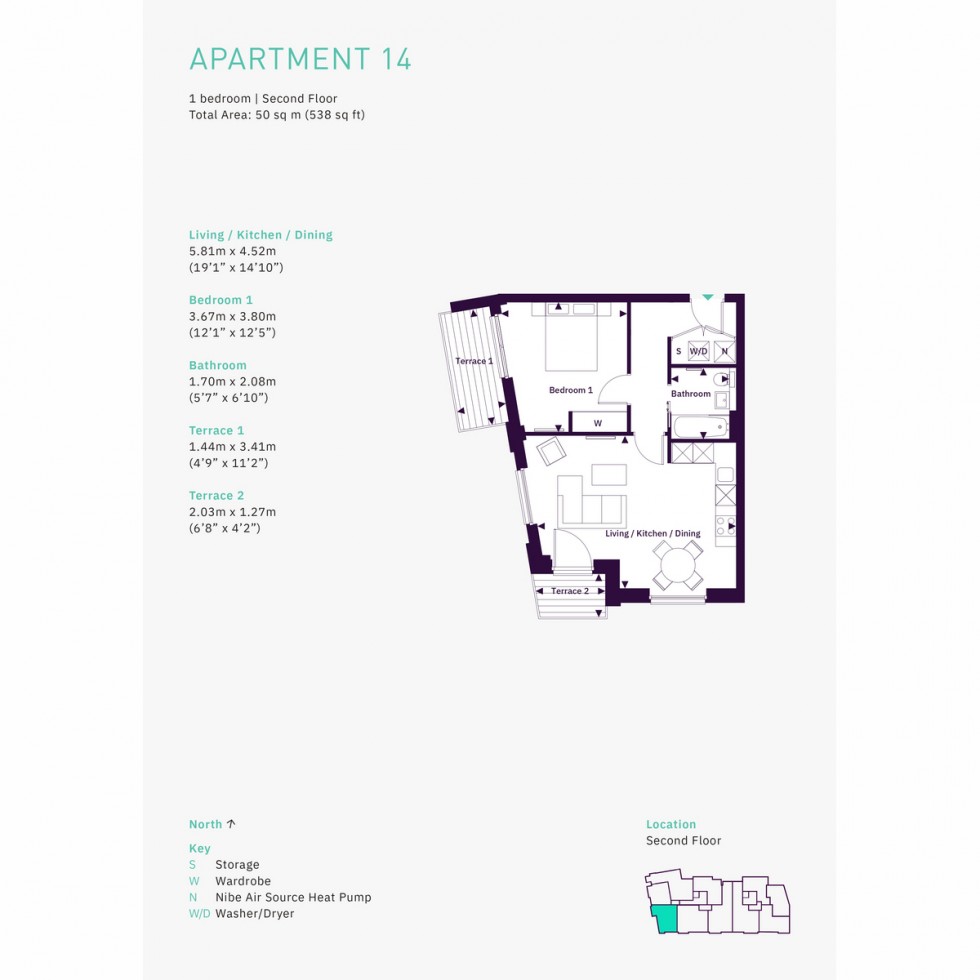 Floorplan for Apt 14 The Zero, Raynes Park, SW20