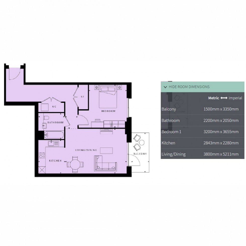 Floorplan for Unit 142 Sterling Place, New Malden, KT3