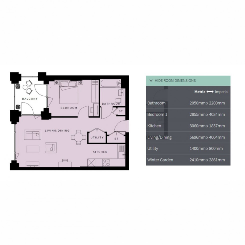 Floorplan for Unit 66, Bermondsey Heights, South Bermondsey, SE15