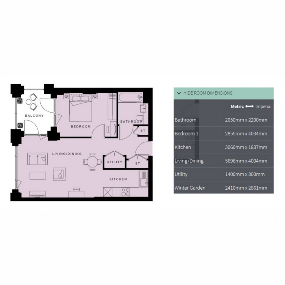 Floorplan for Unit 70, Bermondsey Heights, South Bermondsey, SE15