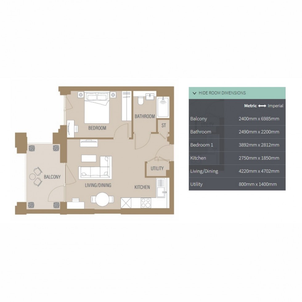 Floorplan for Unit 170, Bermondsey Heights, South Bermondsey, SE15