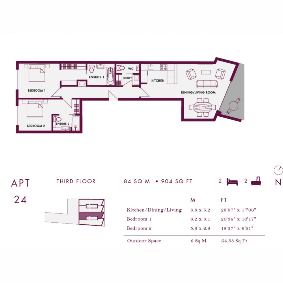 Floorplan for Unit 24 The Arbor Collection, Kilburn, NW6