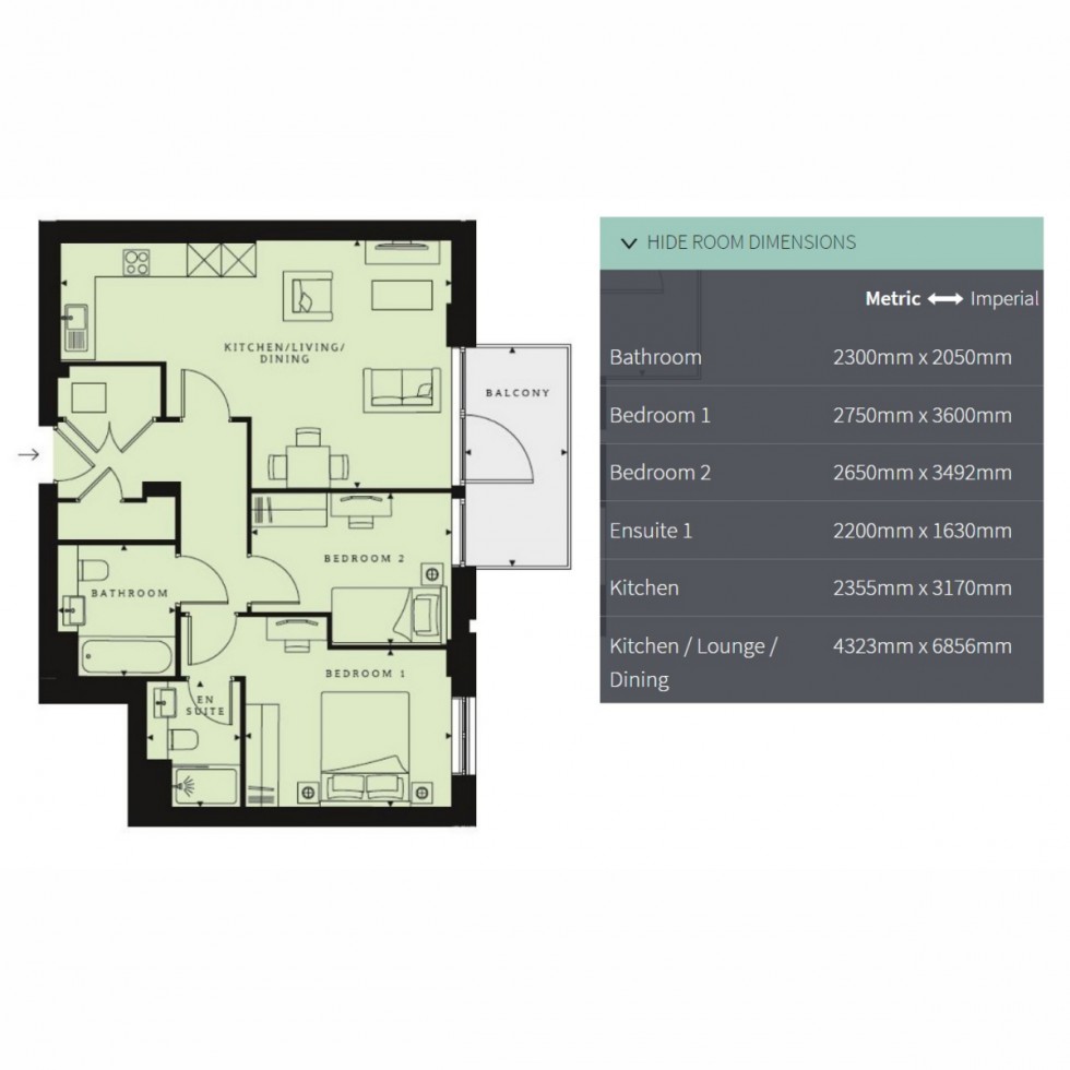 Floorplan for Unit 93 Ridgeway Views, Mill Hill, NW7