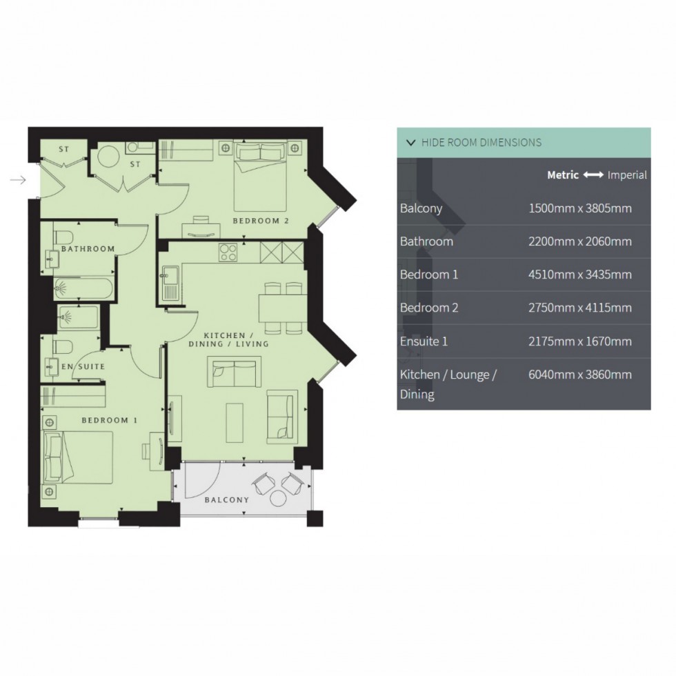 Floorplan for Unit 374 Ridgeway Views, Mill Hill, NW7