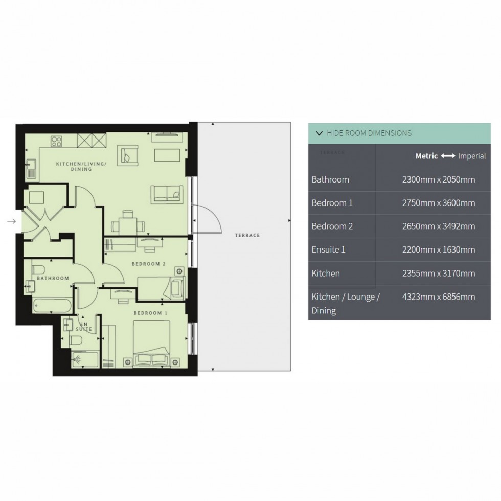 Floorplan for Unit 53 Ridgeway Views, Mill Hill, NW7