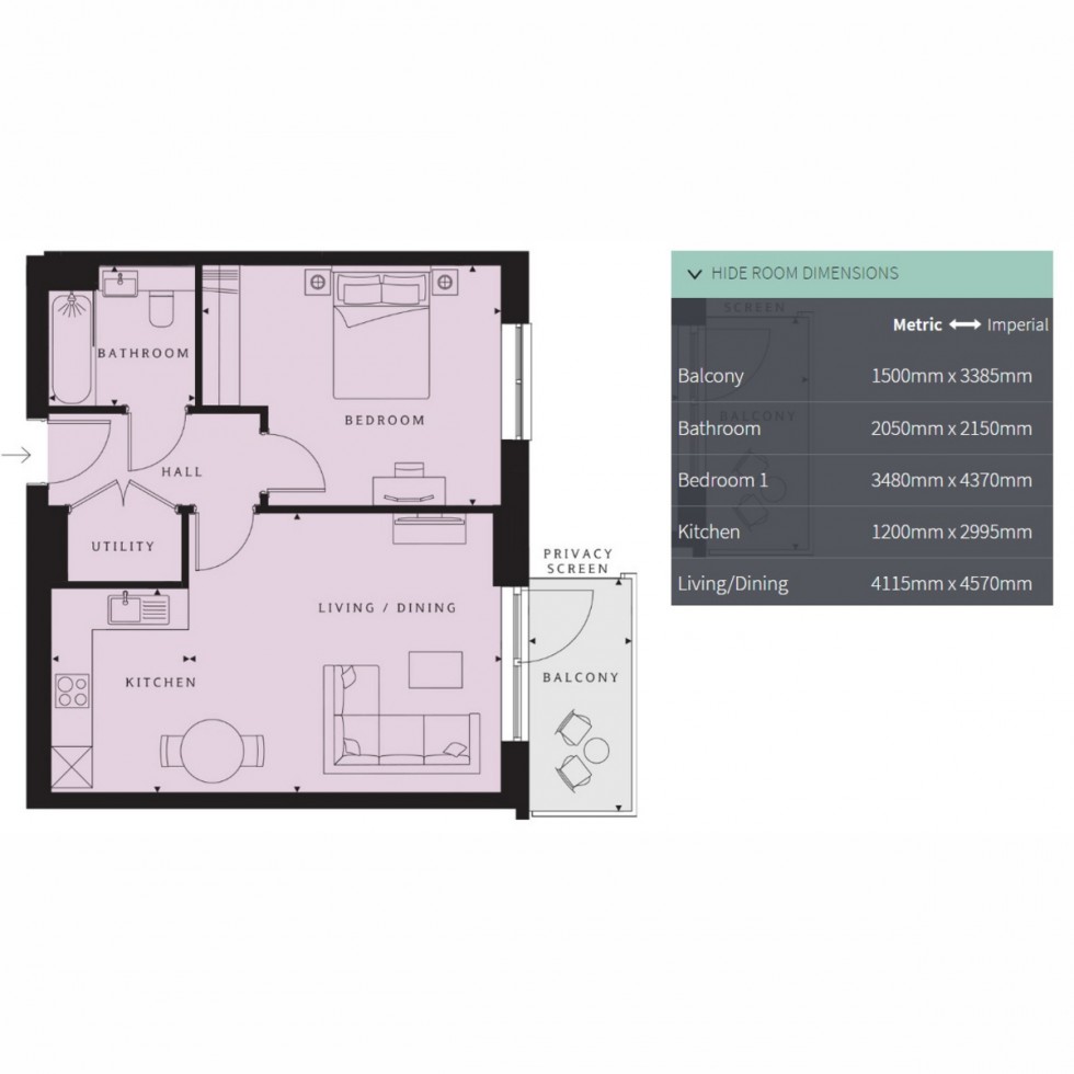 Floorplan for Unit 232 Hayes Village, Hayes, UB3