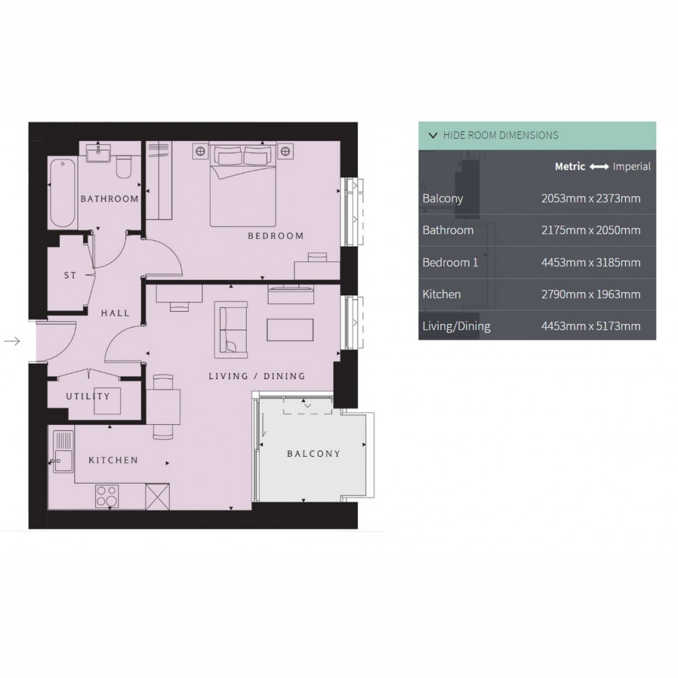 Floorplan for Unit 518 Hendon Waterside, Hendon, NW9