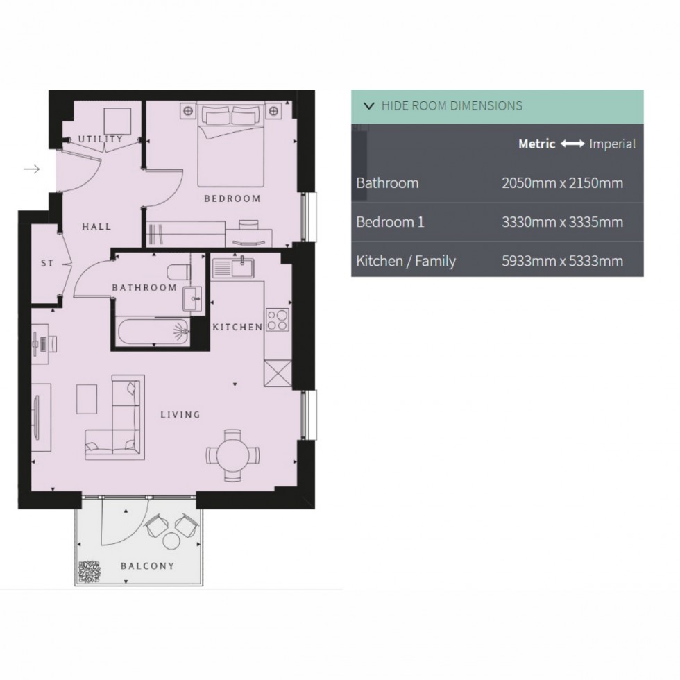 Floorplan for Unit 310 Hendon Waterside, Hendon, NW9