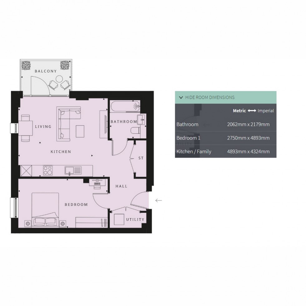 Floorplan for Unit 307 Hendon Waterside, Hendon, NW9