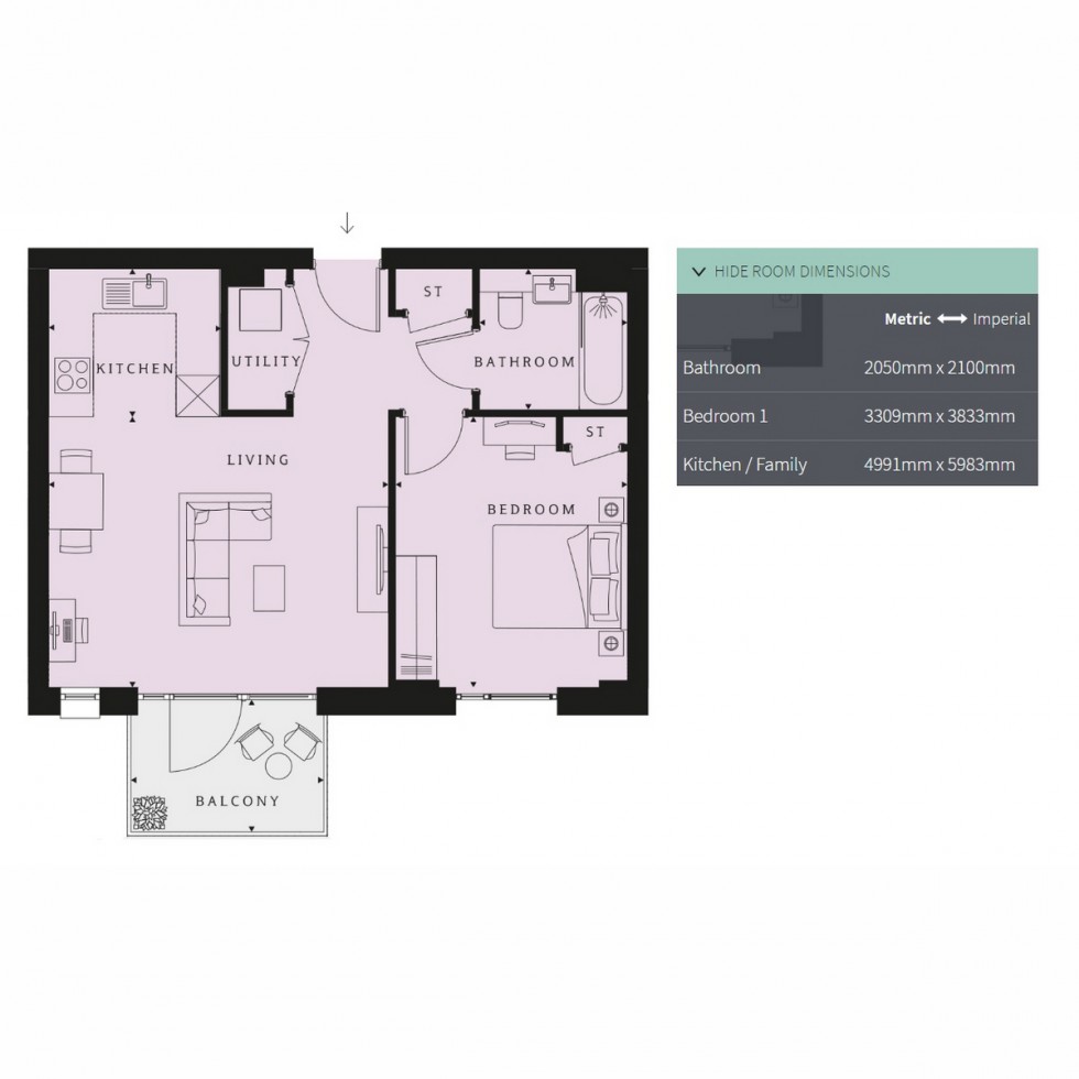 Floorplan for Unit 312 Hendon Waterside, Hendon, NW9