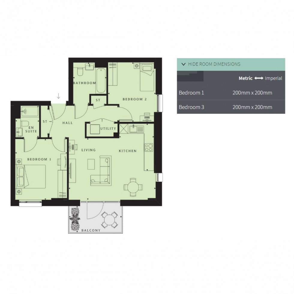 Floorplan for Unit 281 Hendon Waterside, Hendon, NW9