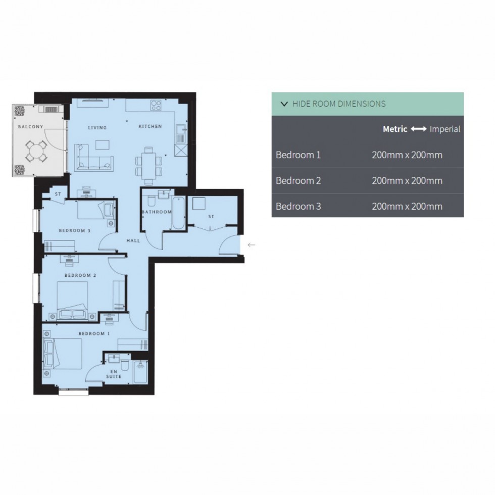 Floorplan for Unit 274 Hendon Waterside, Hendon, NW9