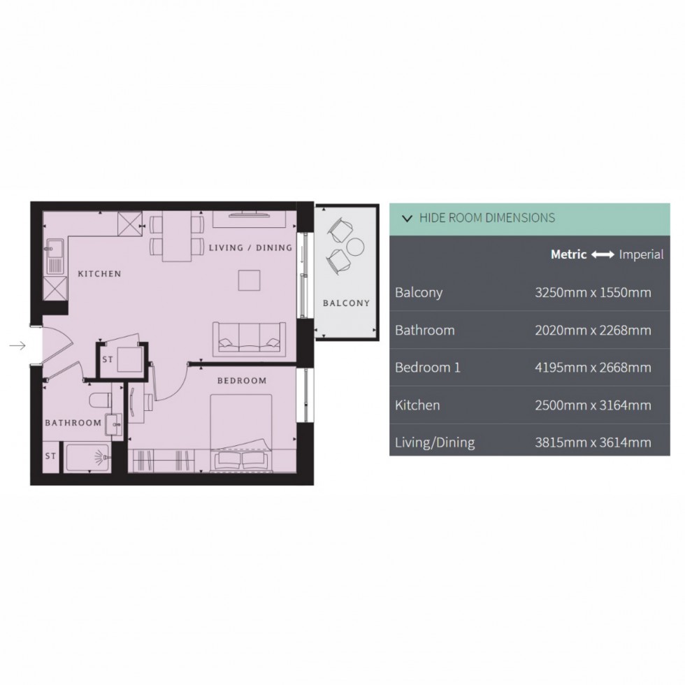 Floorplan for Unit 459 Eastman Village, Middlesex, HA1