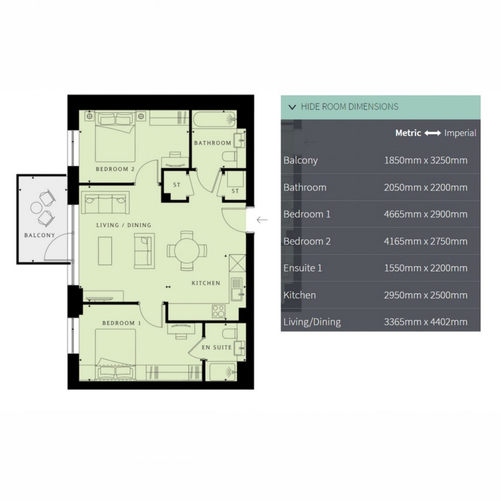 Floorplan for Unit 475 Eastman Village, Middlesex, HA1