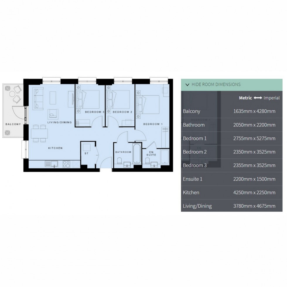 Floorplan for Unit 351 Eastman Village, Middlesex, HA1