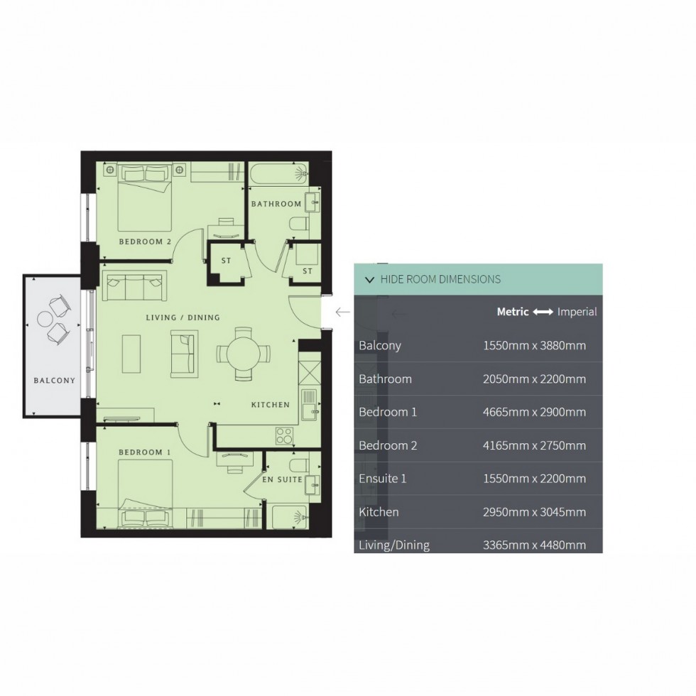 Floorplan for Unit 417 Eastman Village, Middlesex, HA1