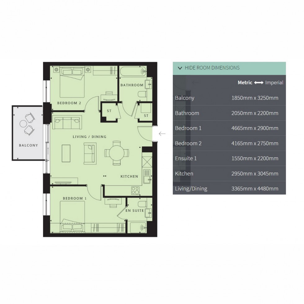 Floorplan for Unit 440 Eastman Village, Middlesex, HA1