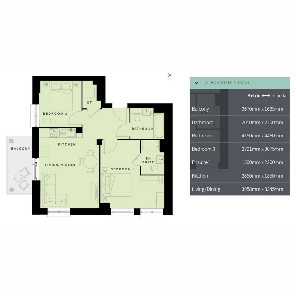 Floorplan for Unit 371 Eastman Village, Middlesex, HA1