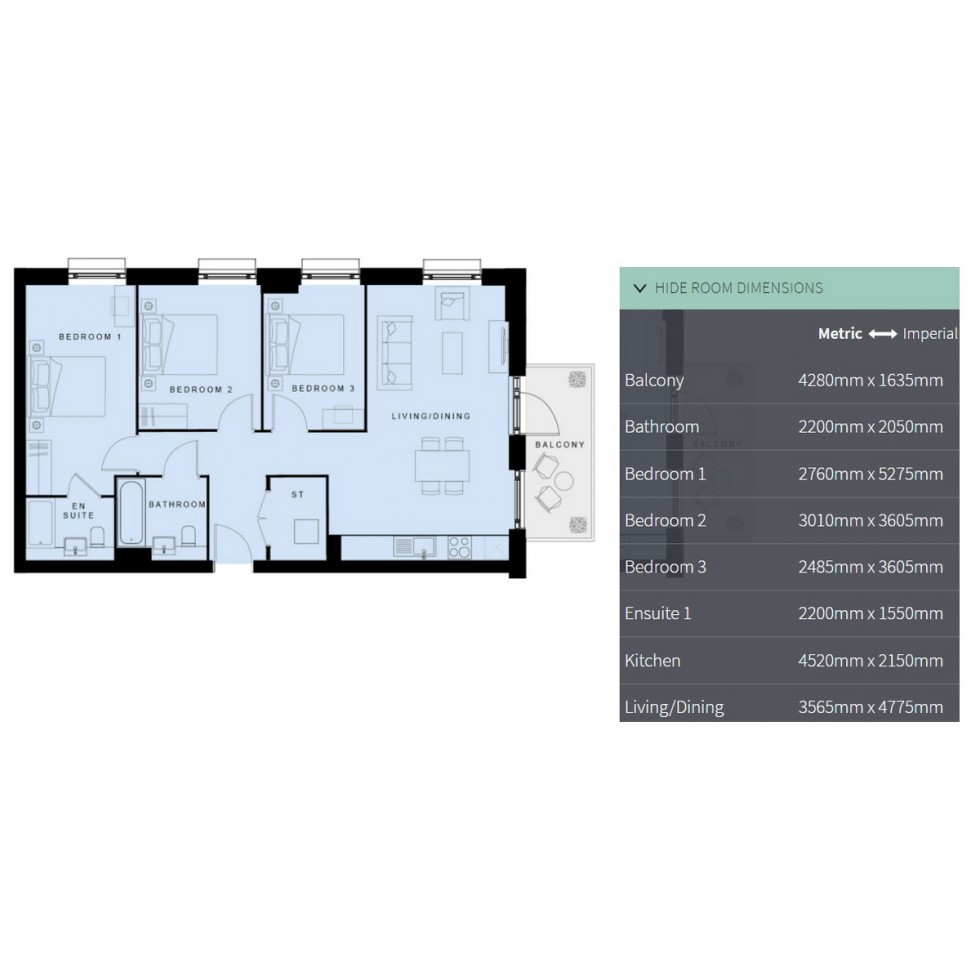 Floorplan for Unit 369 Eastman Village, Middlesex, HA1