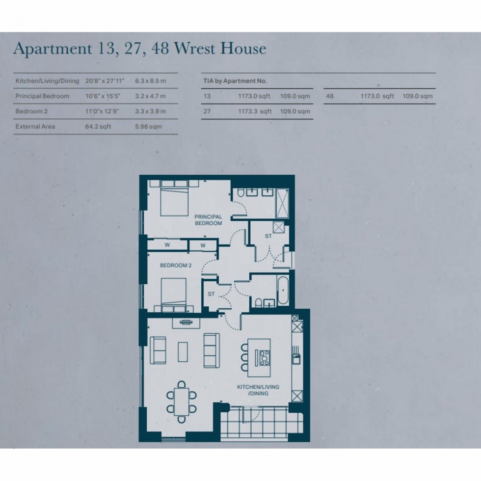 Floorplan for 13 Wrest House The Claves, Mill Hill, NW7