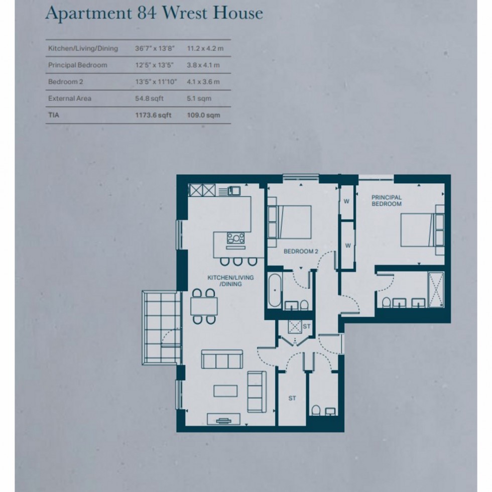 Floorplan for 84 Wrest House The Claves, Mill Hill, NW7