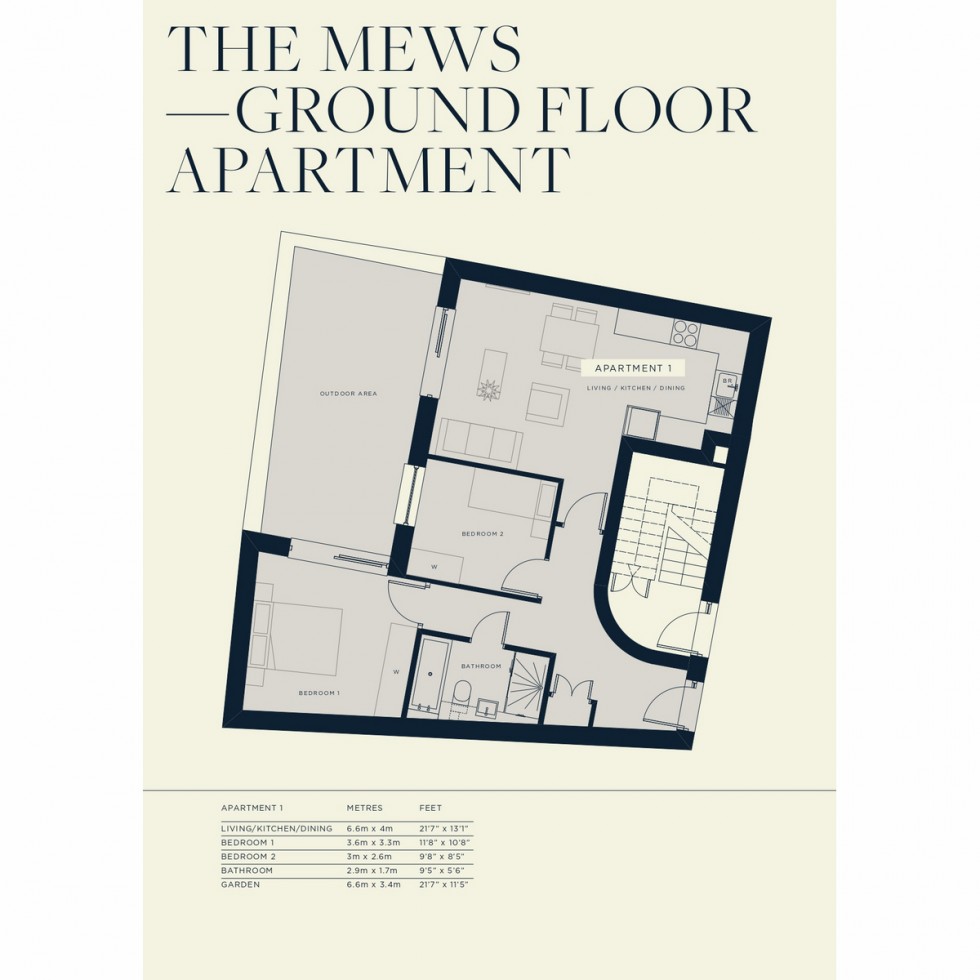 Floorplan for Apartment 6 Tower Bridge Mews, Southwark, SE1