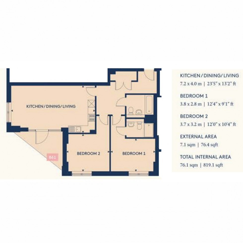 Floorplan for Unit 861 Bookbinder Point, Acton, W3