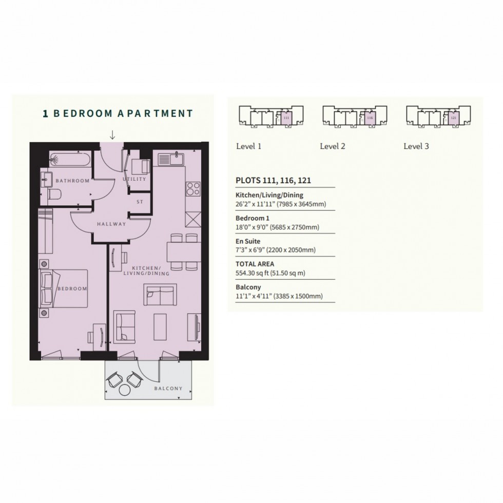 Floorplan for Unit 111 Springfield Place Voilet House, Wandsworth, SW17