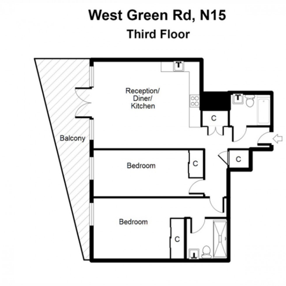 Floorplan for Unit 10 Kane House, Tottenham, N15