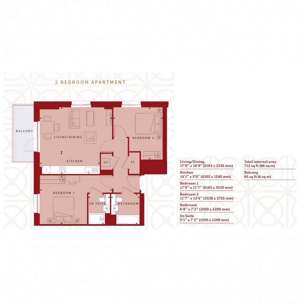 Floorplan for Unit 476 Hayes Village, Hayes, UB3