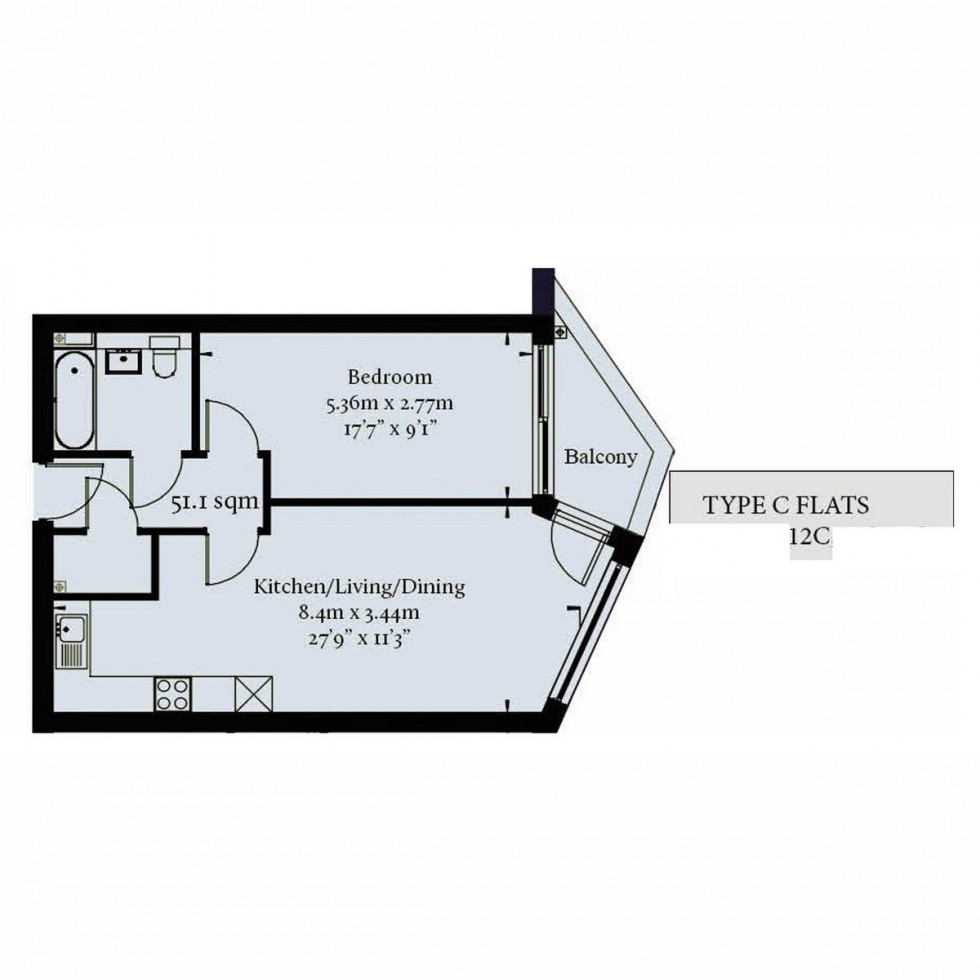 Floorplan for Unit 1012c Vision Point, Battersea, SW11