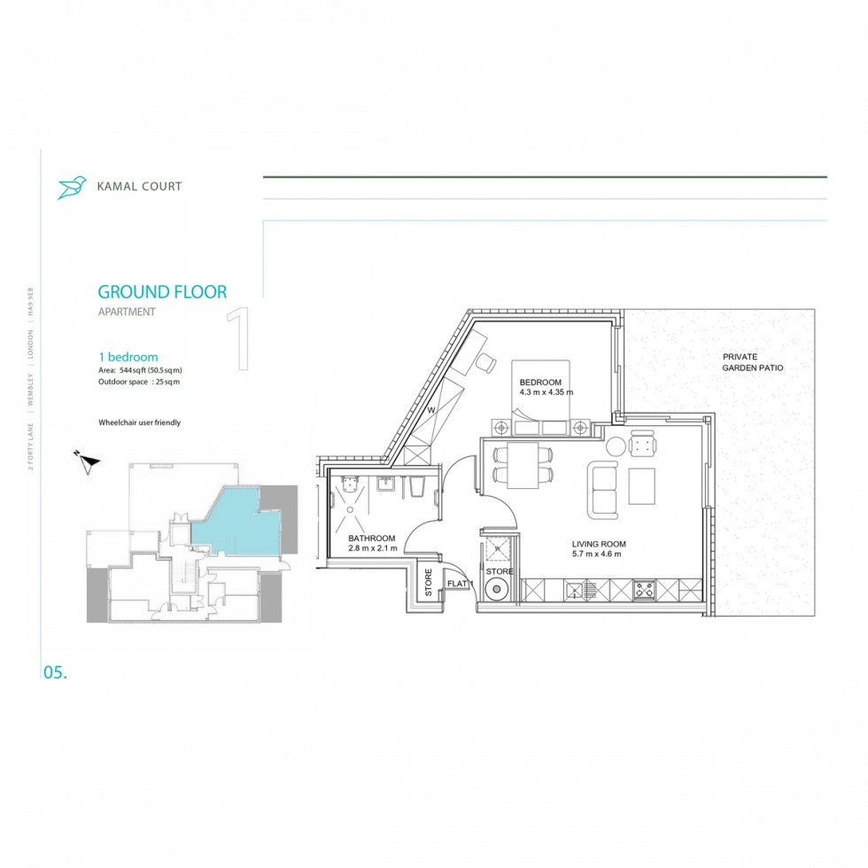 Floorplan for Unit 1 Kamal Court, Wembley, HA9