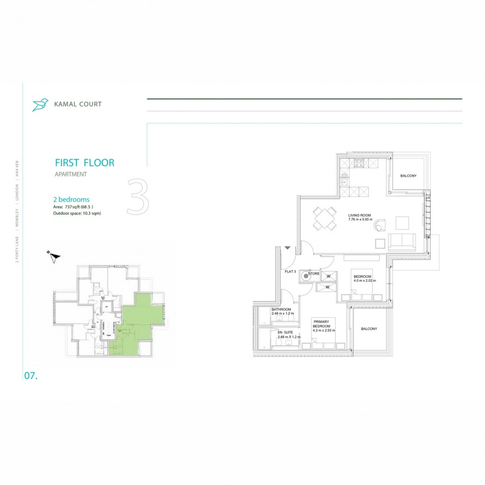 Floorplan for Unit 3 Kamal Court, Wembley, HA9