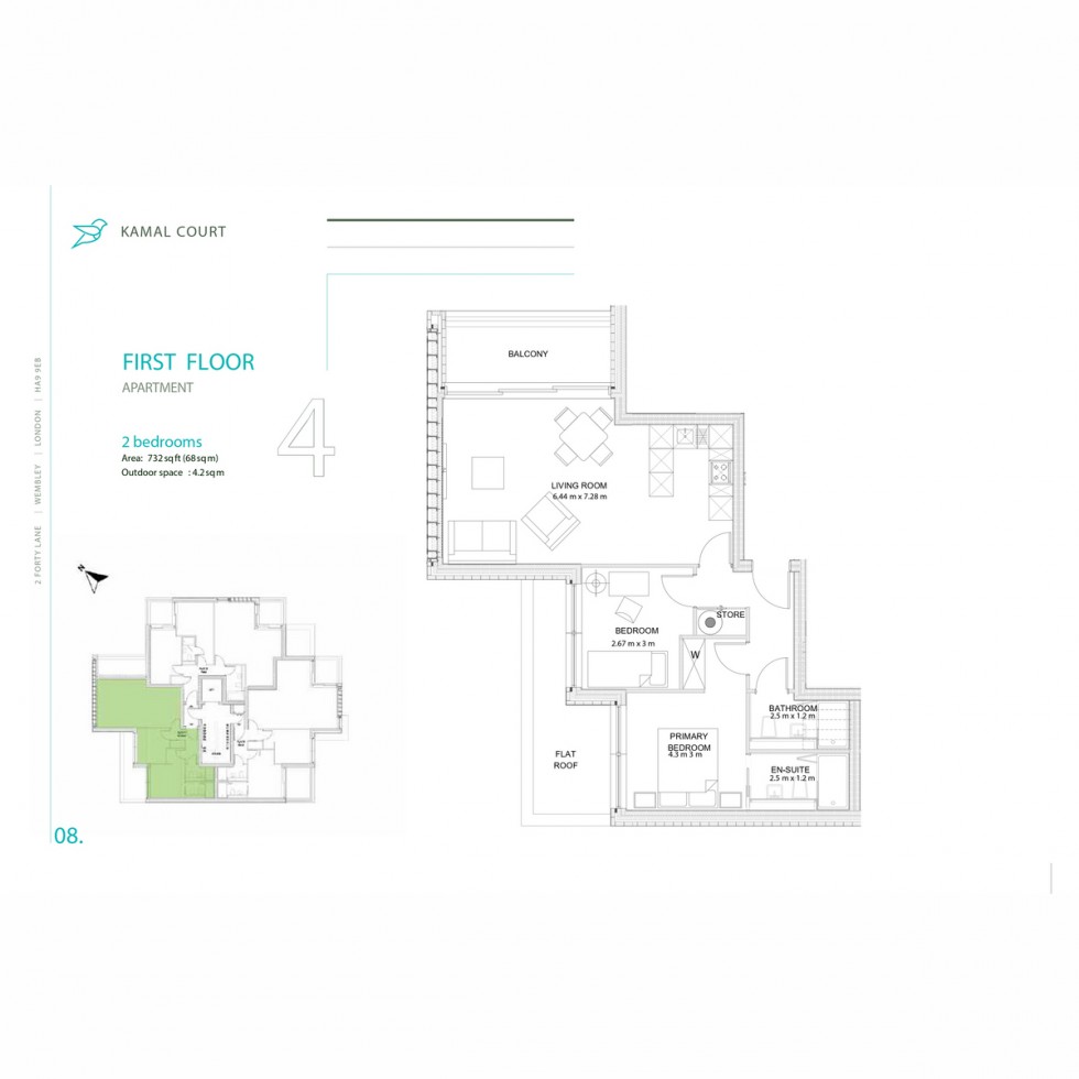 Floorplan for Unit 4 Kamal Court, Wembley, HA9