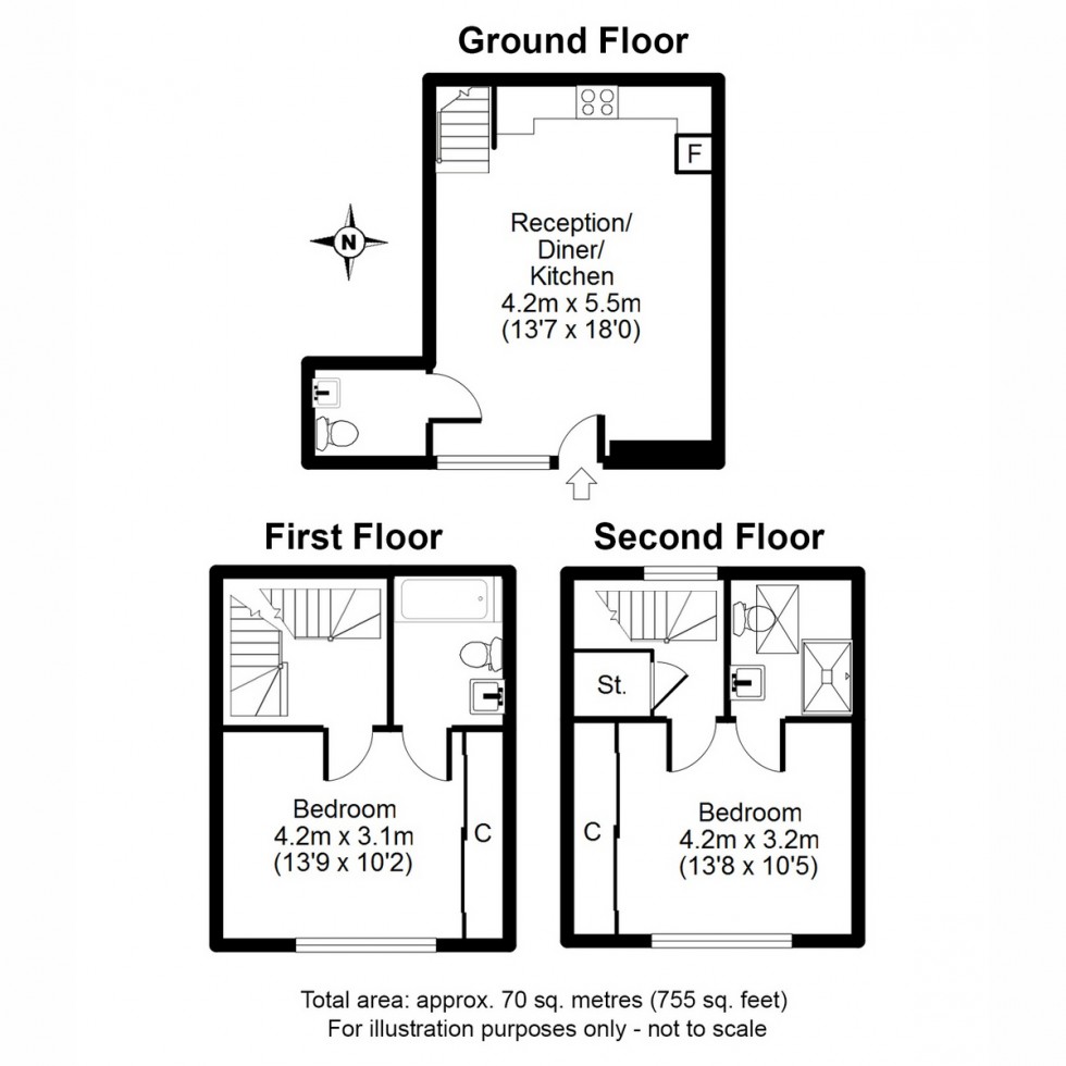 Floorplan for Unit 1003 Batley House, Stoke Newington, N16