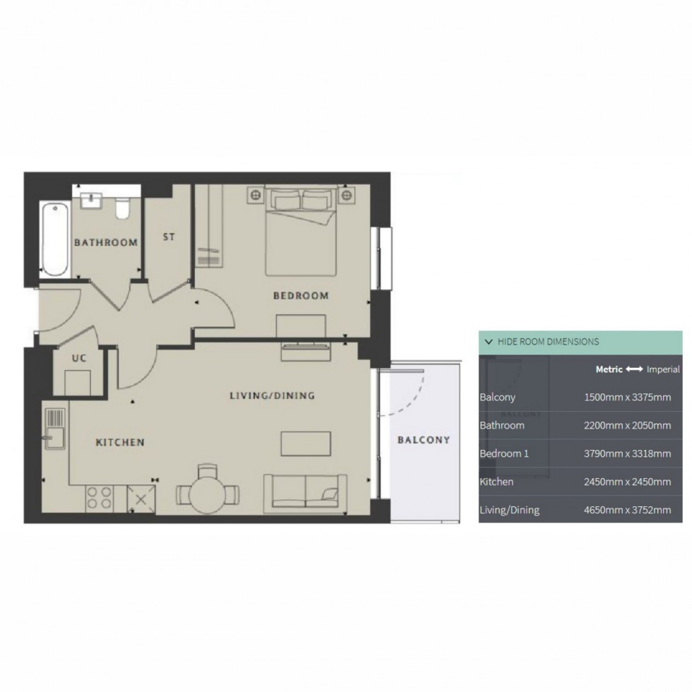 Floorplan for Unit 19 Hayes Village, Hayes, UB3