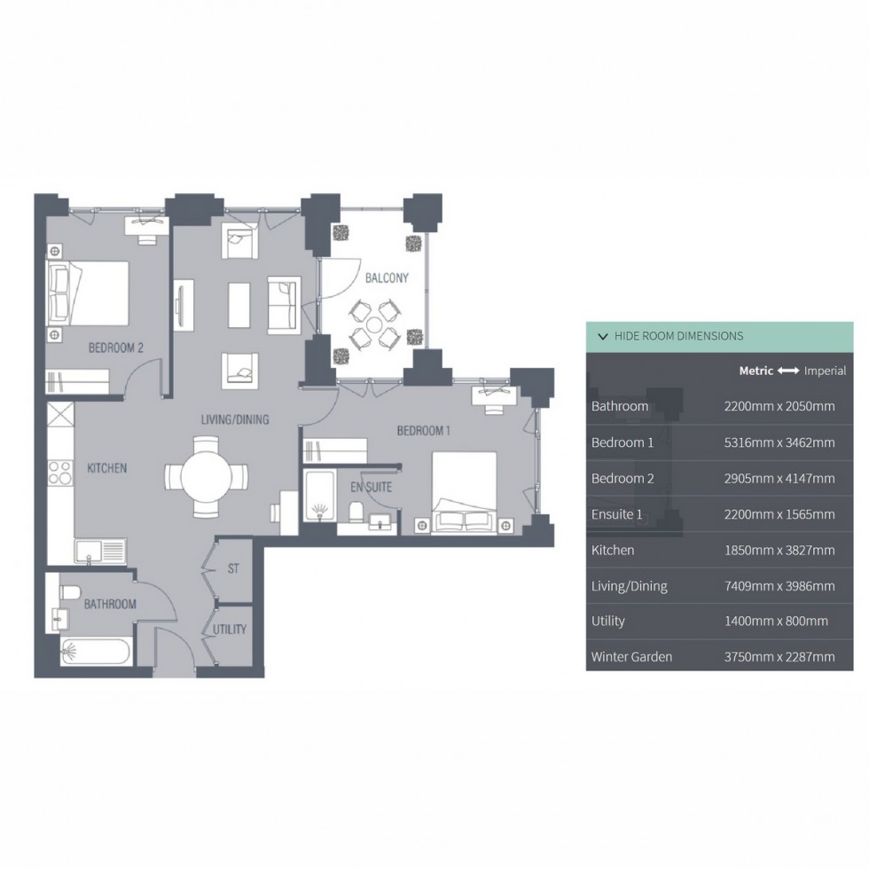 Floorplan for Unit 60, Bermondsey Heights, South Bermondsey, SE15