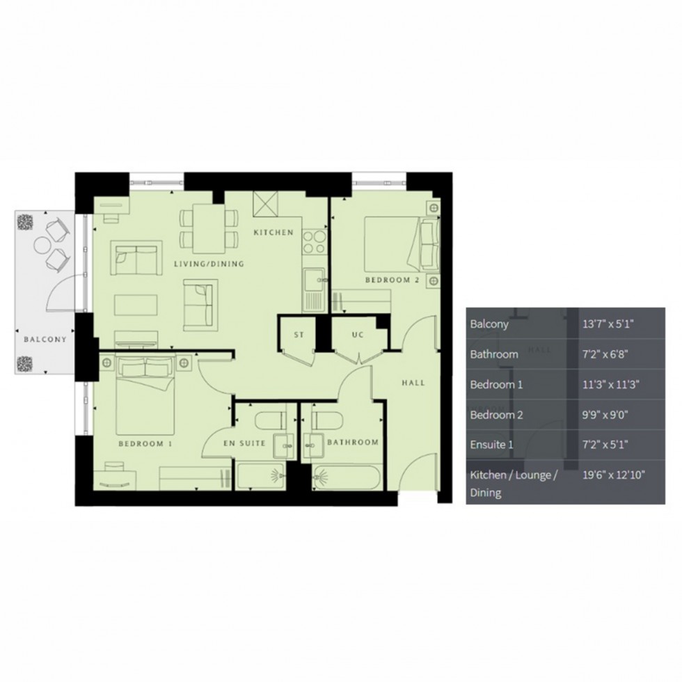 Floorplan for Unit 337 Wembley Park Gardens, Wembley, HA9