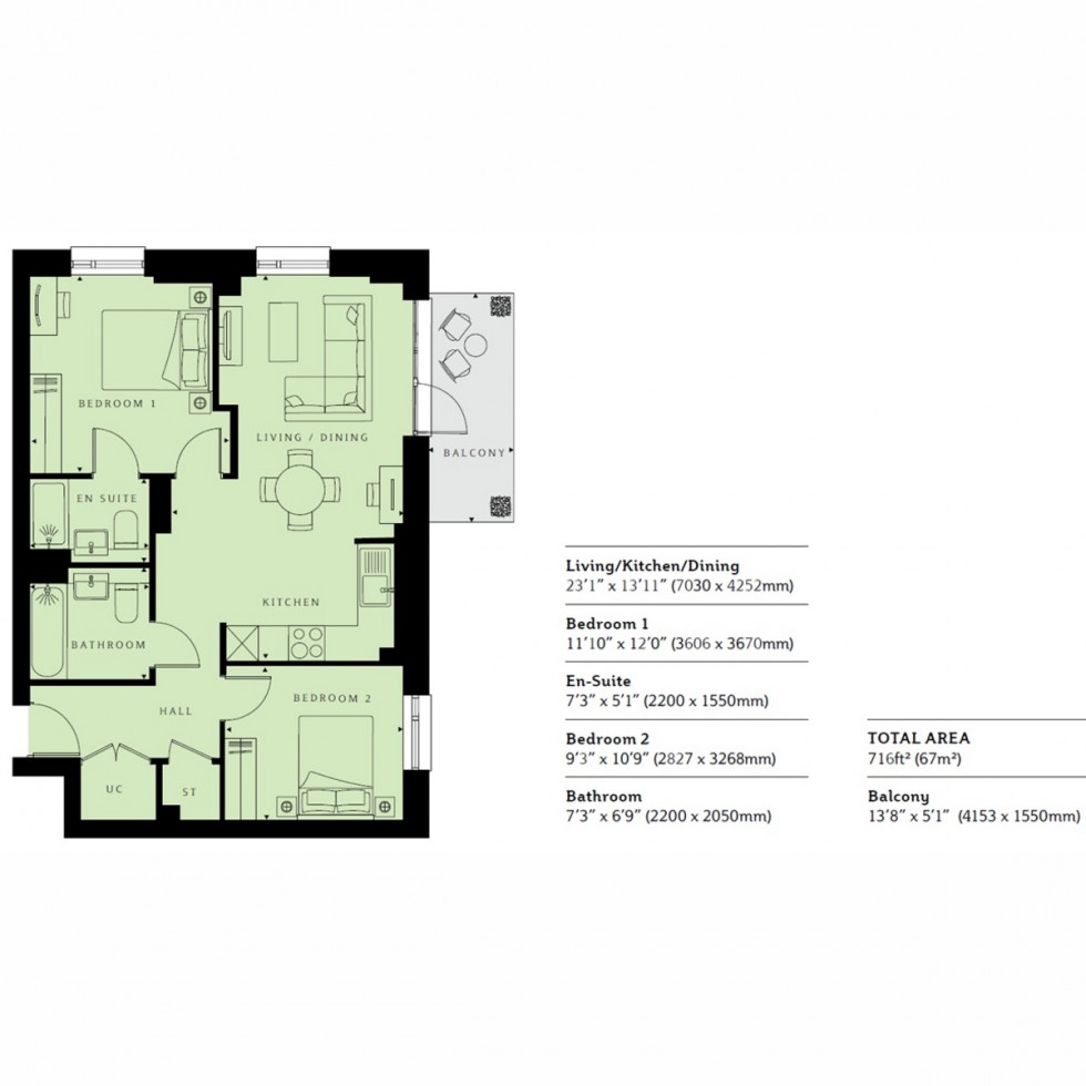 Floorplan for Unit 454 Wembley Park Gardens, Wembley, HA9