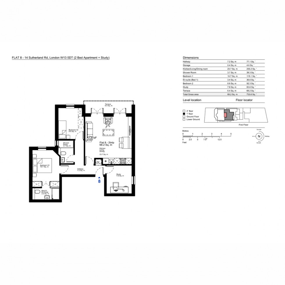 Floorplan for Unit 8 Sutherland, Ealing, W13