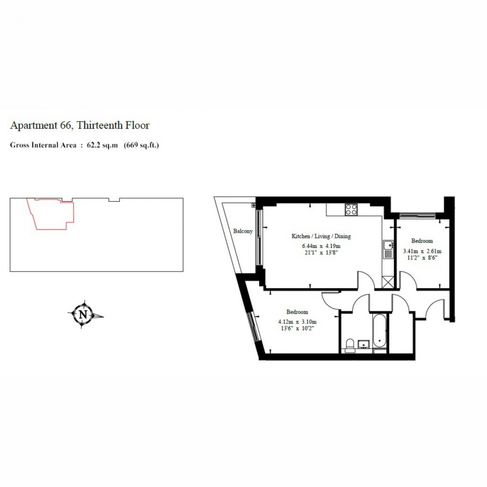 Floorplan for Vision Point, Battersea, SW11