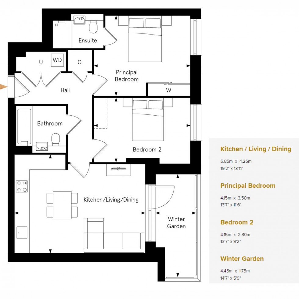 Floorplan for Unit 430 Kew Bridge Rise, Brentford, TW8