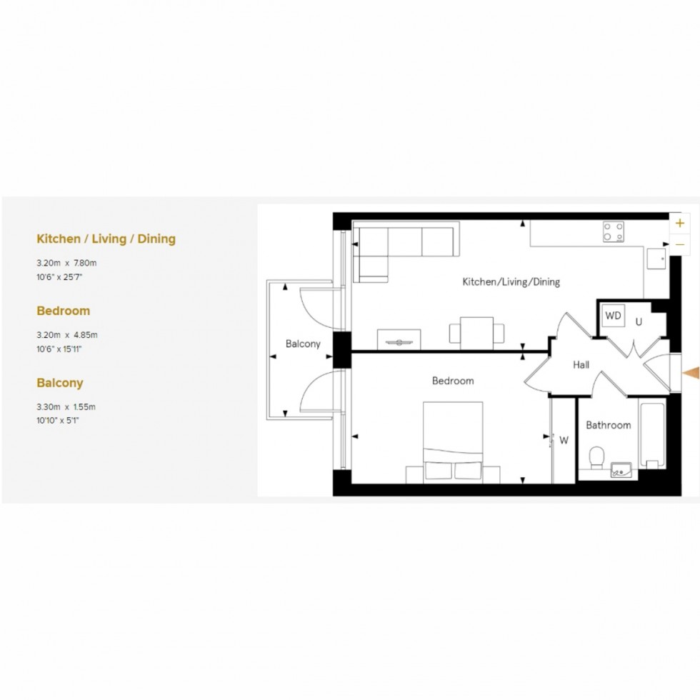 Floorplan for Unit 416 Kew Bridge Rise, Brentford, TW8