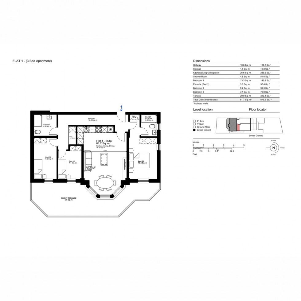 Floorplan for Unit 1 Sutherland, Ealing, W13