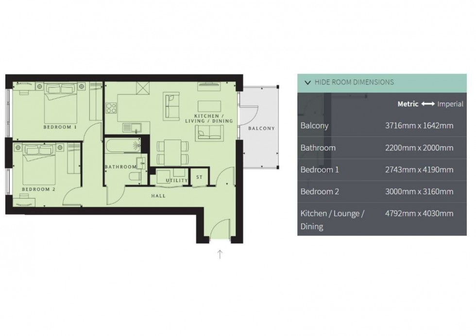 Floorplan for Hackbridge Road, Wallington