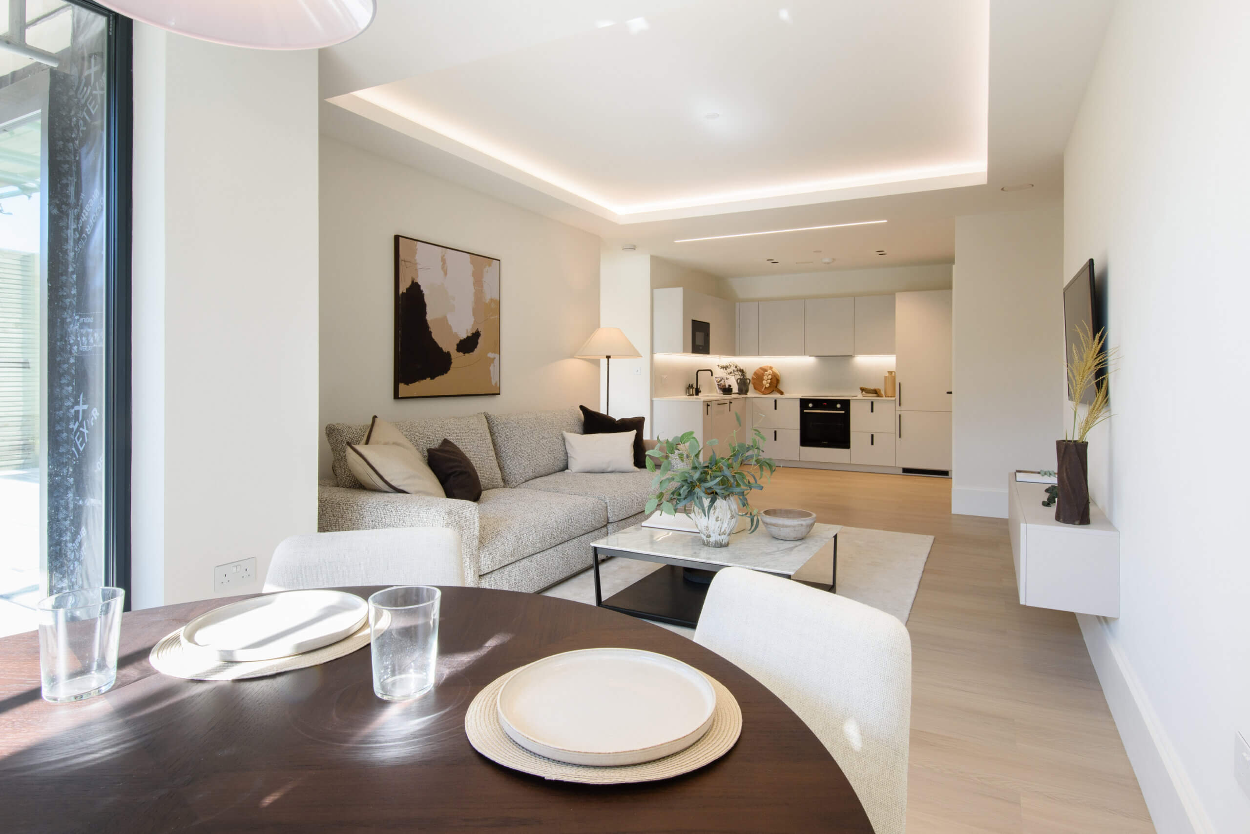 Living and dining area with modern kitchen at Artscene, East Acton Lane, London W3 – Haus Properties